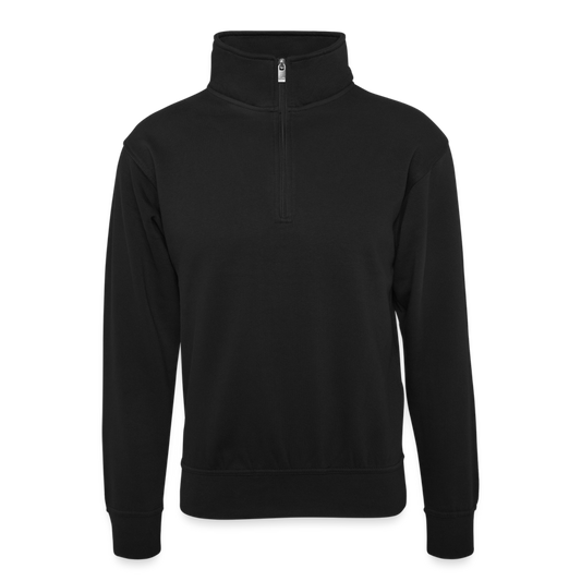 Unisex-collegepaita vetoketjukauluksella - musta